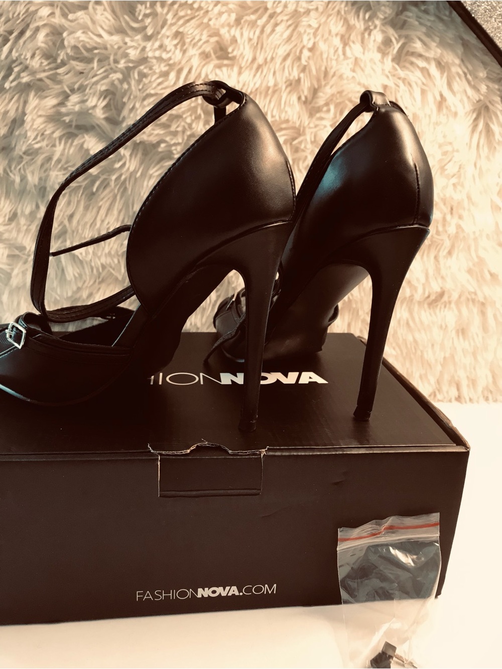 Fashion Nova Black Strappy Stiletto Heels